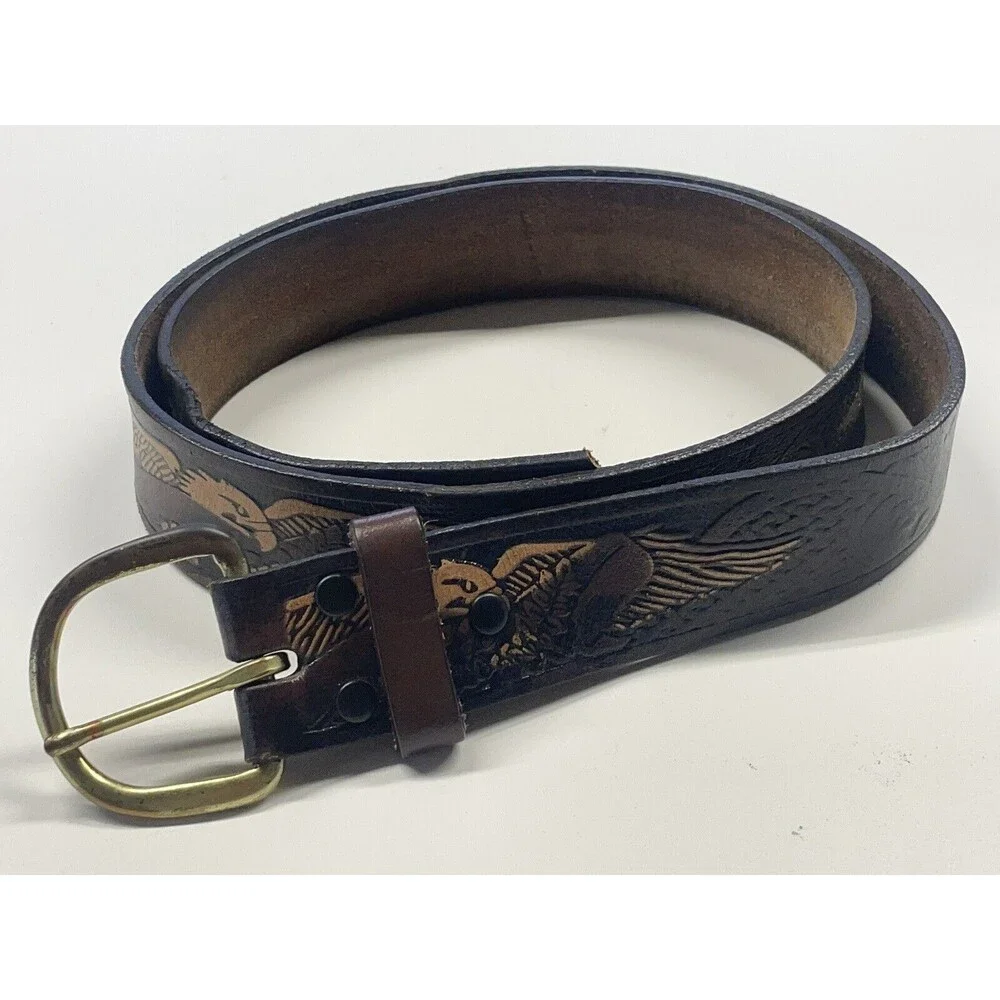 Eagle Embossed Leather Kids Belt 39 In.